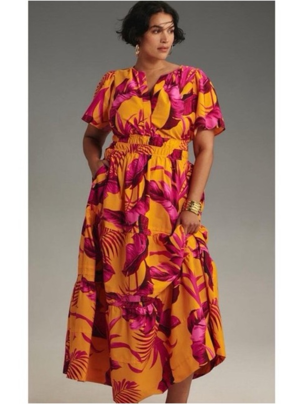 Anthropologie The Somerset Orange floral maxi dress M - Picture 4 of 10